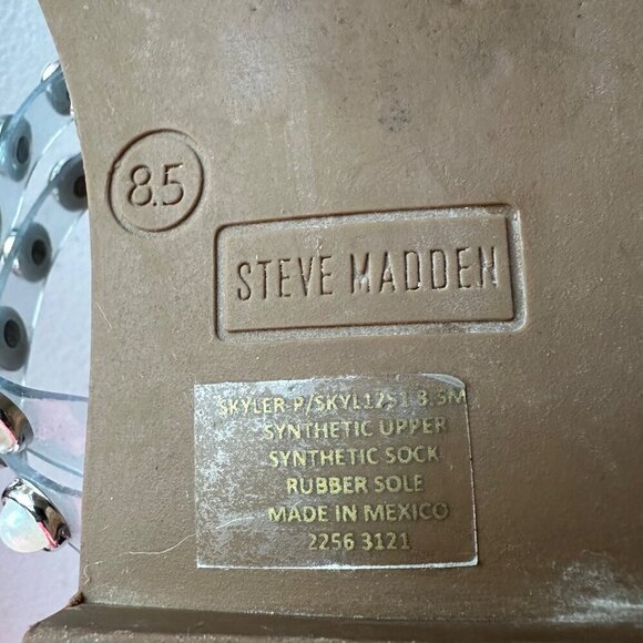 Steve Madden Skyler Sandal Tan Womens Size 8.5 Pearl Embellishment Preppy Vaca - Picture 7 of 8